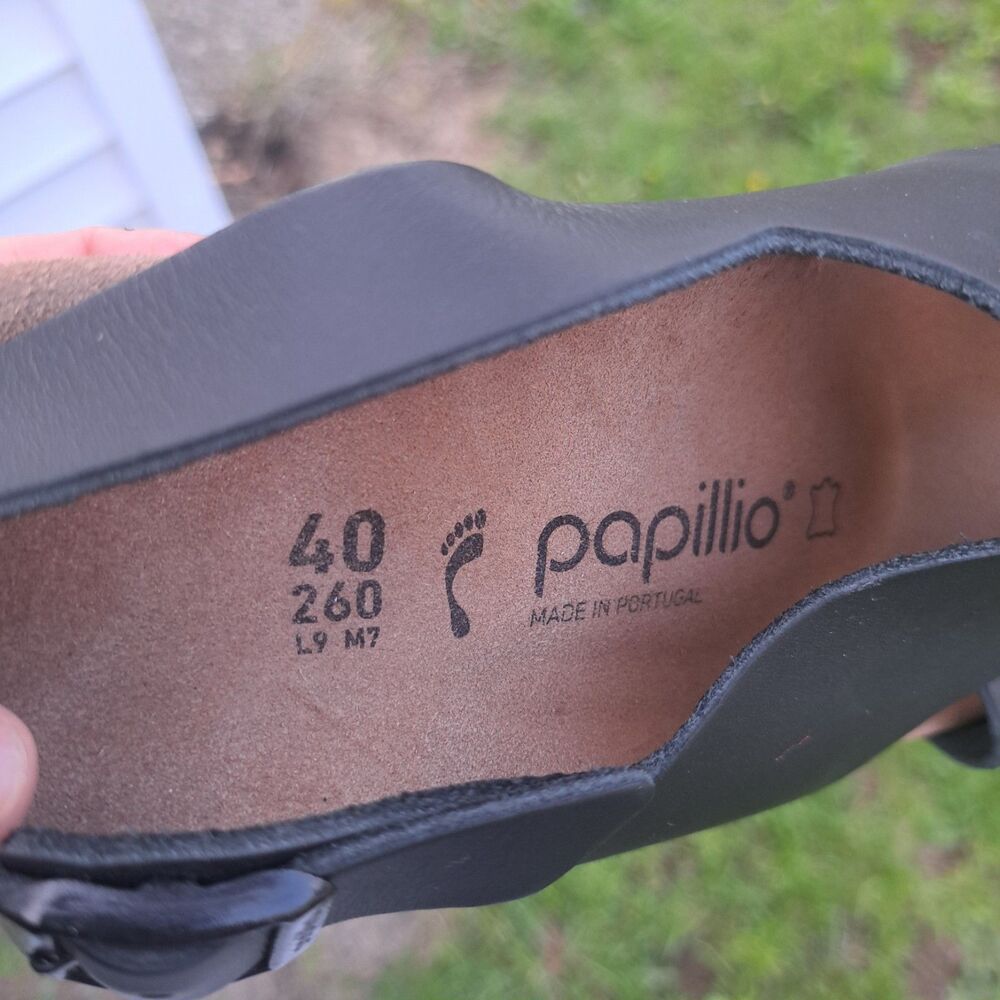 Papillio Birkenstock Samira Leather Wedge Sandal Women’s 9/40 Black Ankle Shoe - Picture 6 of 6